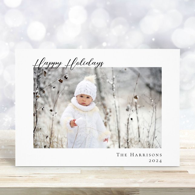 Minimal Modern Happy Holidays Foto Weihnachten (Share the love and warmth of the season with your personalized photo Christmas card)