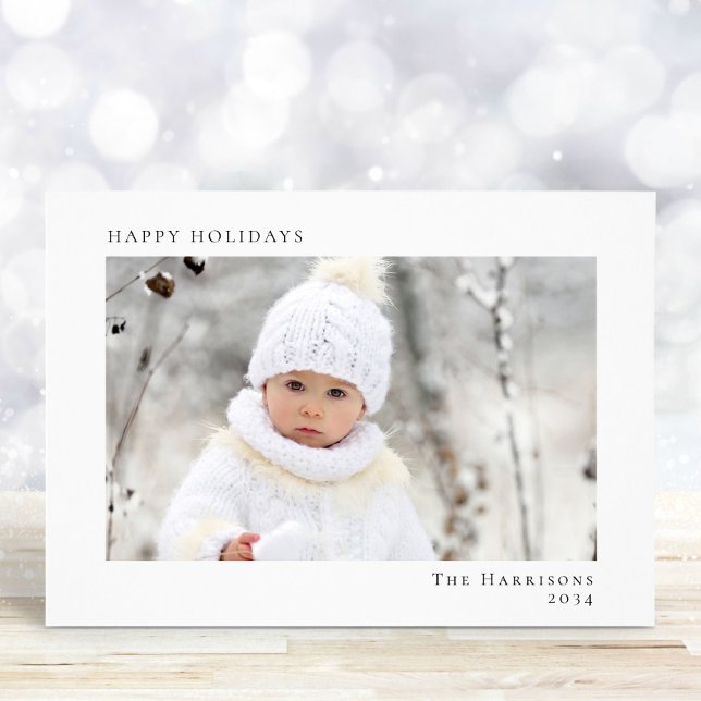 Minimal Modern Happy Holidays Weihnachten Foto (Share the love and warmth of the season with your personalized photo Christmas card)