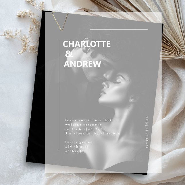 Minimal, modern, Hochzeit, (Minimal, Modern, Wedding, Vellum Invitations)