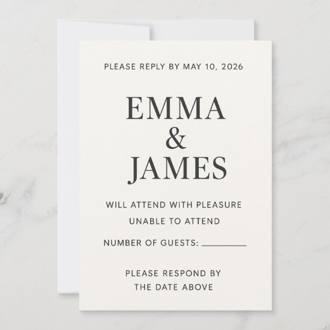 Minimal Modern Ivory RSVP Card (Vorderseite)