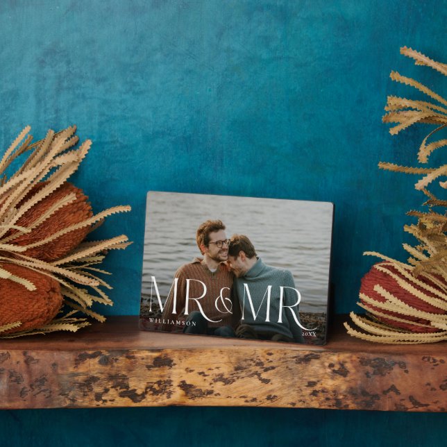 Minimal & Modern Newlyweds Mr & Mr Couple Foto Fotoplatte (Seite)