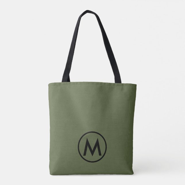 Minimal Modern Olive Green Monogram (Rückseite)