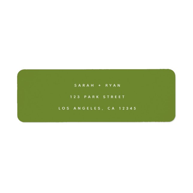 Minimal Modern Olive Green Wedding Return Address (Vorne)