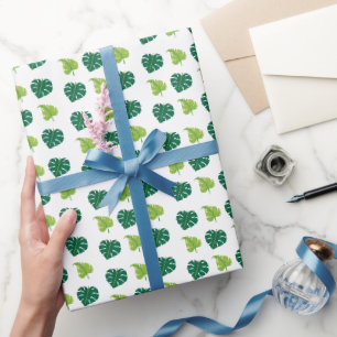 Minimal Modern Pflanze Grüne Blätter Muster Geschenkpapier