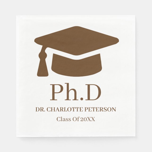 Minimal Modern PhD Graduation Napkins Serviette (Vorderseite)