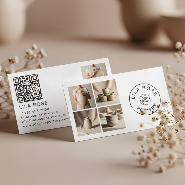Minimal Modern Photo Collage Pottery Professional Visitenkarte (Minimal Modern Photo Collage Pottery Professtional Business Card)