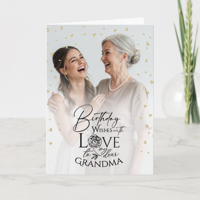 Minimal Modern Photo Modern Birthday Grandma Karte (Vorderseite)