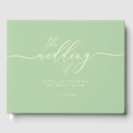 Minimal Modern Pistachio & Cream Wedding Guest Gästebuch