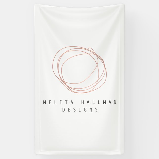 Minimal Modern Rose Gold Designer Scribble Logo Banner (Vertikal)