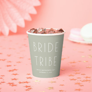 Minimal Modern Sage Green Bride Stamm Bachelorette Pappbecher