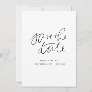Minimal modern Save the Date - Schwarze Wasserfarb Einladung