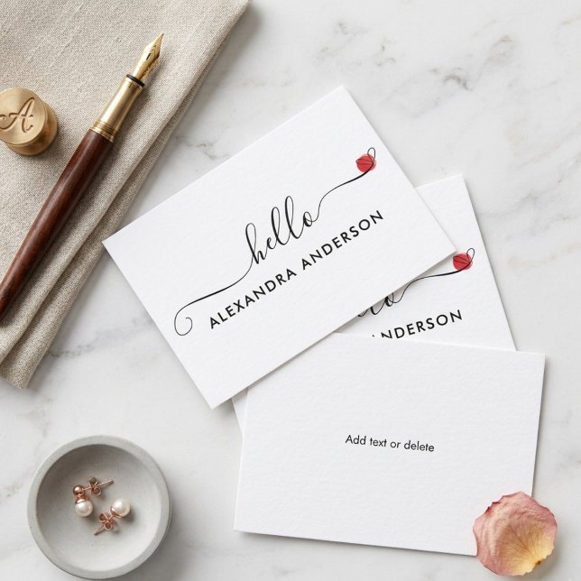 Minimal Modern Script Hallo Herz Mitteilungskarte (Minimal Modern Script Hello Heart Note Card)