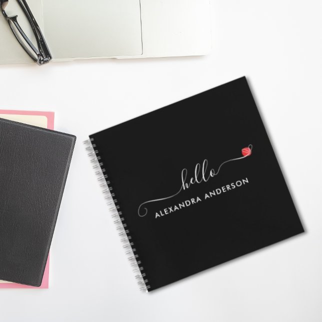 Minimal Modern Script Hallo Herz Notizbuch (Minimal Modern Script Hello Heart Notebook)