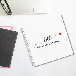Minimal Modern Script Hallo Herz Notizbuch