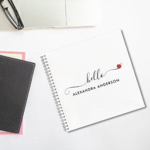 Minimal Modern Script Hallo Herz Notizbuch