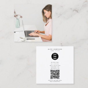 Minimal Modern Simple Business Logo Foto Quadratische Visitenkarte