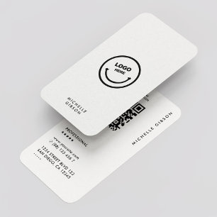 Minimal Modern Simple Logo Beruflich White QR Visitenkarte