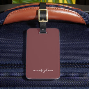 Minimal Modern Terra Cotta Red Monogram, Name Gepäckanhänger