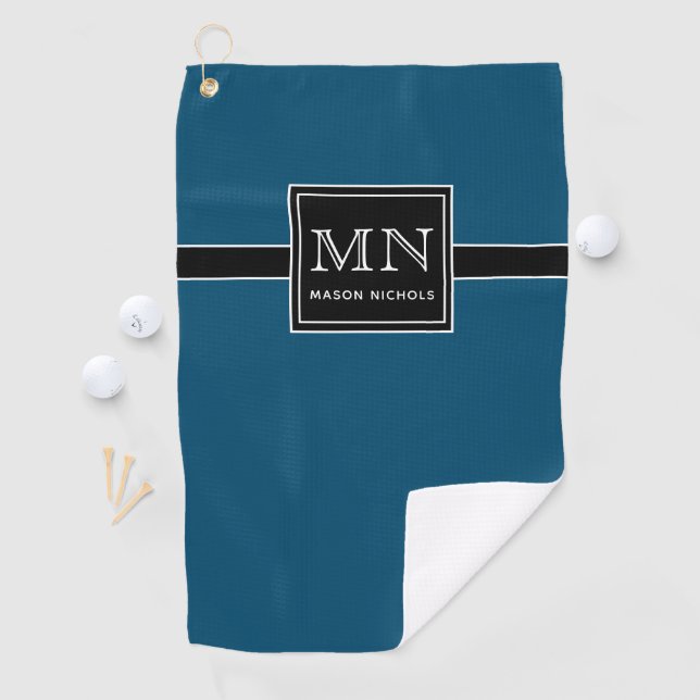 Minimal, modern und Aquamarin Mit Monogramm Golfhandtuch (Insitu)