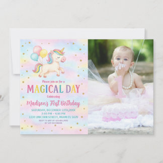 Minimal Modern Unicorn Geburtstag Einladung