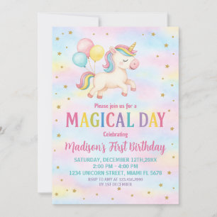 Minimal Modern Unicorn Geburtstag Einladung