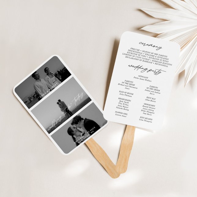 Minimal moderne 3-Foto-Hochzeitsprogramme Fächer (Minimal Modern 3 Photo Wedding Program Fans)