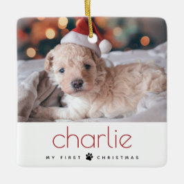 Minimal moderne Art Pet's erstes Weihnachtsfest Fo Keramikornament