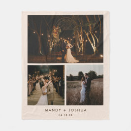Minimal moderne Beige Couple FotoCollage Fleecedecke