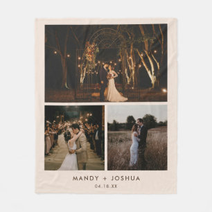 Minimal moderne Beige Couple FotoCollage Fleecedecke