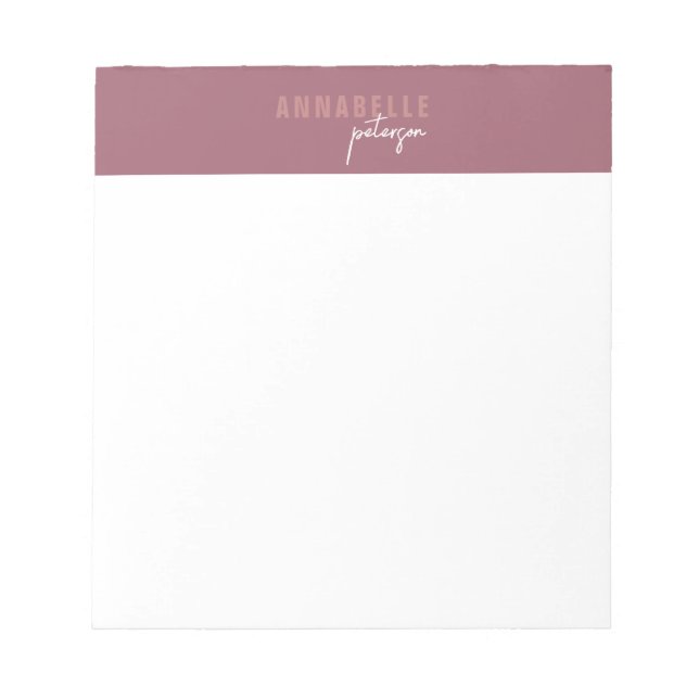 Minimal Moderne Berufliche Dusty Rose Einfach Notizblock (Vorderseite)