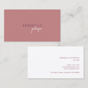 Minimal Moderne Berufliche Dusty Rose Einfach Visitenkarte