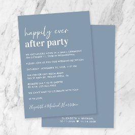 Minimal moderne Blue Wedding Rezeption Einladung
