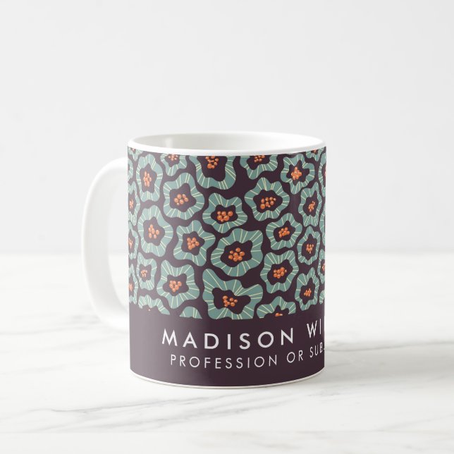 Minimal Moderne Blume Kaffee Tasse (Vorderseite Links)