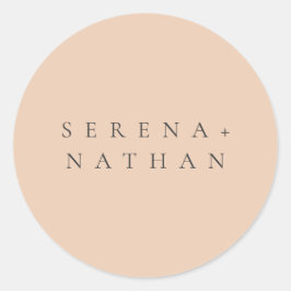 Minimal moderne Blush Peach Delicate Wedding Runder Aufkleber