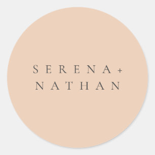 Minimal moderne Blush Peach Delicate Wedding Runder Aufkleber