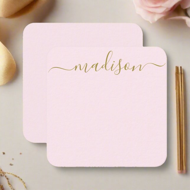 Minimal moderne Blush Pink & Gold Typografie Mitteilungskarte (Von Creator hochgeladen)