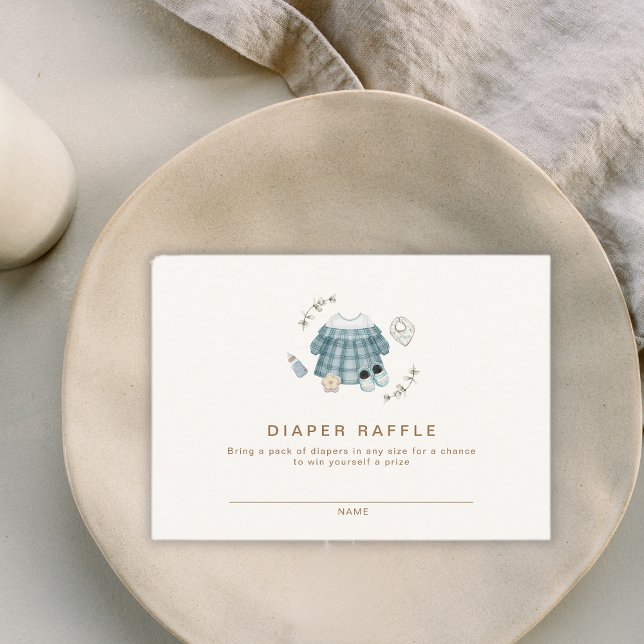 Minimal moderne Boho Kleidung Muster Diaper Raffle Begleitkarte (Minimal Modern Boho Clothes Pattern Diaper Raffle Enclosure Card)