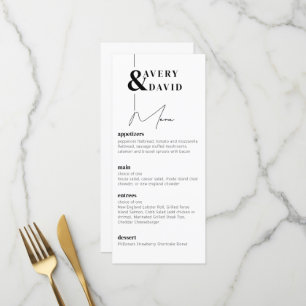 Minimal moderne einfache Hochzeit Menükarte