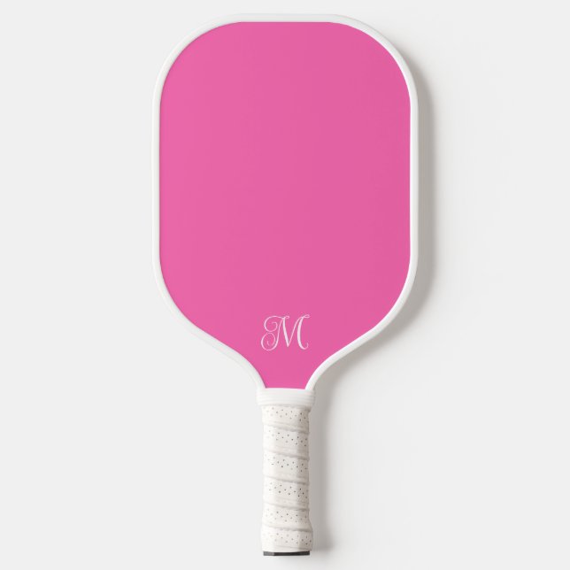 Minimal moderne, elegante Monogramm, Rosa oder bel Pickleball Schläger (Vorderseite)