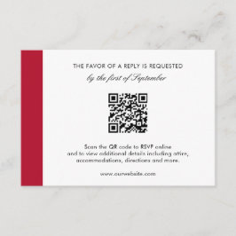 Minimal moderne, elegante Red QR Code Hochzeit RSVP Karte