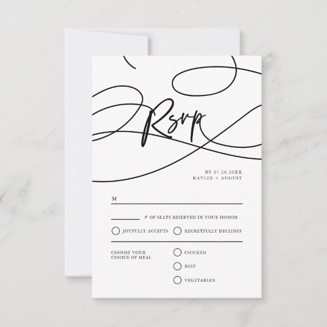 Minimal moderne Extravagante Script "UAWG" QR Code RSVP Karte (Vorderseite)