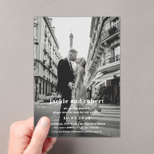 Minimal moderne Foto Hochzeit retten den Termin Acryleinladungen