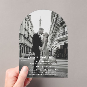 Minimal moderne Foto Hochzeit retten den Termin Acryleinladungen