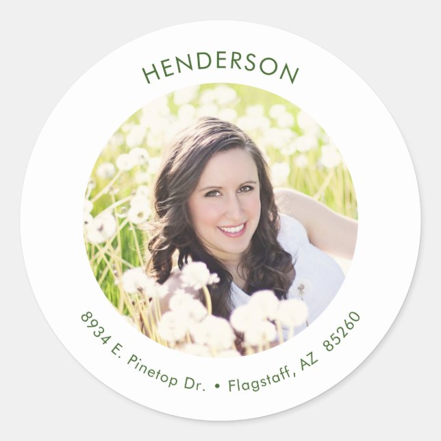 Minimal Moderne Foto Rücksendeadresse Runder Aufkleber (Vorderseite)