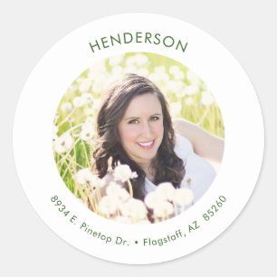 Minimal Moderne Foto Rücksendeadresse Runder Aufkleber