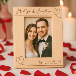 Minimal moderne Herzen Hochzeiten Valentinstag Nam Geätzte Rahmen