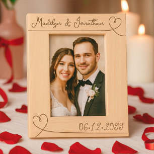 Minimal moderne Herzen Hochzeiten Valentinstag Nam Geätzte Rahmen