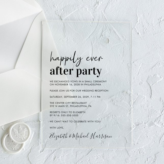 Minimal moderne Hochzeitsempfehlung Acryleinladungen (Make your wedding reception unforgettable with stunning acrylic invitations—modern, elegant, unique!)