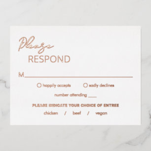 Minimal moderne Hochzeitsfolie RSVP Card Folie Einladungspostkarte