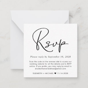 Minimal moderne Hochzeitsseite QR Code RSVP Karte